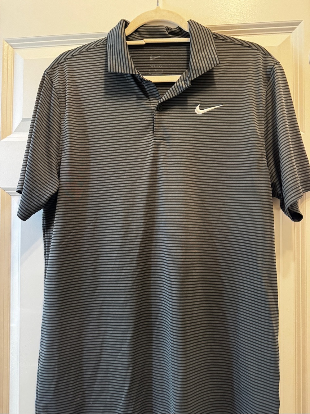 Nike Men’s Gray and Black Striped Polo